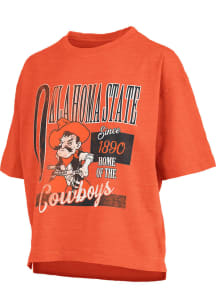Pressbox Oklahoma State Cowboys Womens Orange Motley Short Sleeve T-Shirt