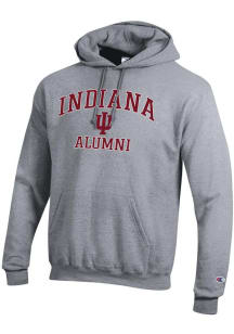 Champion Indiana Hoosiers Mens Grey Logo Alumni Powerblend Long Sleeve Hoodie