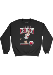 Laney Choboy  Campus Ink Nebraska Cornhuskers Youth Black Illustrated Crew Long Sleeve Crew Sweats..