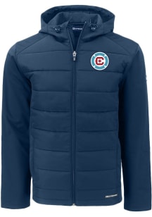 Cutter and Buck Chicago Fire Mens Navy Blue Evoke Hood Big and Tall Lined Jacket