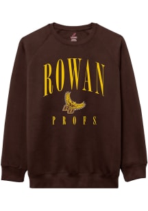 League Rowan University Mens Brown Arch Mascot Essential Long Sleeve Crew Sweatshirt