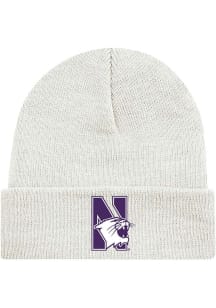 Northwestern Wildcats White Marled Cuff Beanie Mens Knit Hat