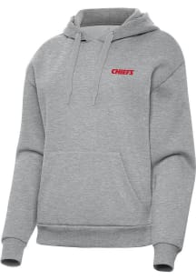 Antigua Kansas City Chiefs Womens Grey Wordmark Victory Hooded Sweatshirt
