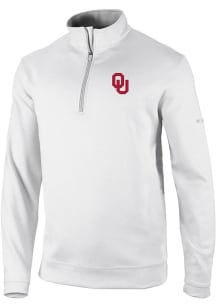 Columbia Oklahoma Sooners Mens White Heat Seal Omni Wick Wickhams Hills Long Sleeve Qtr Zip Pullov..