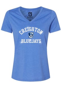 Summit Sportswear Creighton Bluejays Womens Blue Glitter Short Sleeve T-Shirt