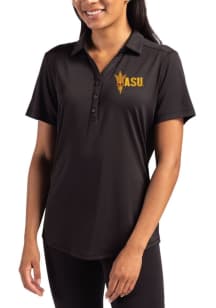 Cutter and Buck Arizona State Sun Devils Womens Black Forge Eco Polo Short Sleeve Polo Shirt
