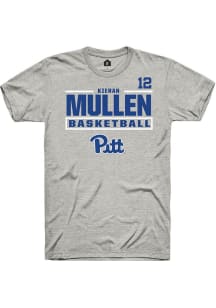 Kieran Mullen Pitt Panthers Ash NIL Stacked Box Short Sleeve Player T Shirt