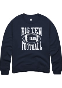 Rally Big Ten Mens Navy Blue Football Arch Design Long Sleeve Crew Sweatshirt