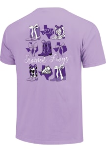 TCU Horned Frogs Womens Lavender Boots and Bows Short Sleeve T-Shirt