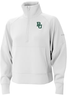 Columbia Baylor Bears Womens White Heat Seal Wickham Hills Qtr Zip Pullover