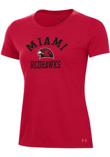 Under Armour Miami RedHawks Womens Red Arch Over Logo Performance Short Sleeve T-Shirt