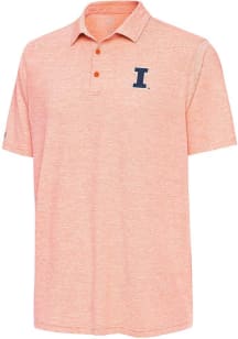 Antigua Illinois Fighting Illini Mens Orange Distressed Stripe Short Sleeve Polo