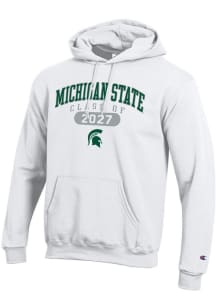 Champion Michigan State Spartans Mens White Class of 2027 Powerblend Long Sleeve Hoodie