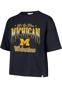 47 Michigan Wolverines Womens Navy Blue Vibe Check Short Sleeve T-Shirt