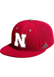 Adidas Nebraska Cornhuskers Mens Red Official Baseball Performance Cap Fitted Hat
