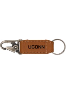 UConn Huskies Vegan Leather Carabiner Keychain - Brown