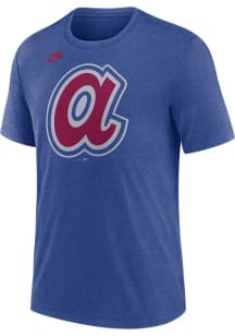 Nike Atlanta Braves Blue Cooperstown Logo Triblend Short Sleeve Fashion T Shirt