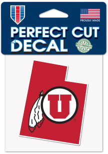 Utah Utes 4x4 State Shape Auto Decal - Red