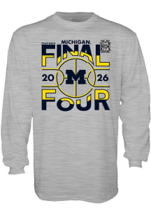 Blue 84 Michigan Wolverines Grey 2026 Men's Basketball Final Four Bound Long Sleeve T Shirt