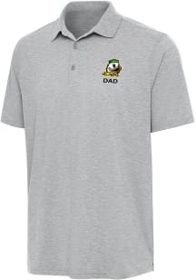 Antigua Oregon Ducks Mens Grey Heather Dad Par 3 Short Sleeve Polo