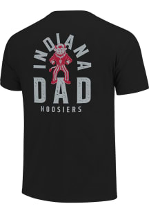 Indiana Hoosiers Black Mascot Overlay Dad Short Sleeve T Shirt