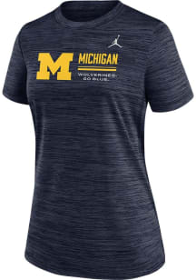 Nike Michigan Wolverines Womens Navy Blue Velocity T-Shirt