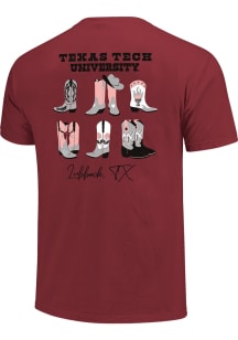 Texas Tech Red Raiders Womens Red Howdy Boots Short Sleeve T-Shirt