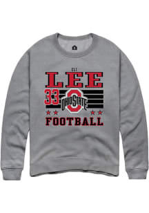 Eli Lee Ohio State Buckeyes Mens Grey Football NIL Striped Player Crew