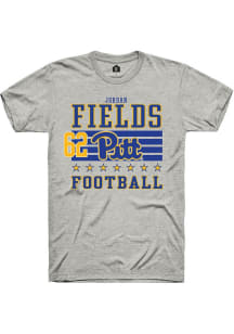 Jordan Fields Pitt Panthers Ash Football NIL Striped Short Sleeve Player T Shirt