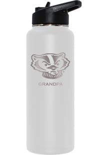 Wisconsin Badgers Grandpa 34oz Stainless Steel Bottle - White
