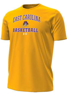 Under Armour East Carolina Pirates Gold Basketball Performance Short Sleeve T Shirt