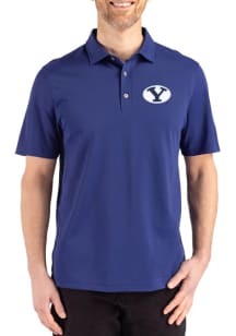 Cutter and Buck BYU Cougars Mens Blue Advantage Refresh Short Sleeve Polo