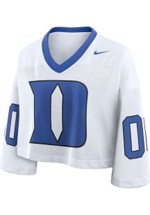 Duke Blue Devils Womens Nike Crop Fashion Football Jersey - White
