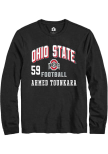 Ahmed Tounkara Ohio State Buckeyes Black Football NIL Arch Logo Long Sleeve Player T Shirt