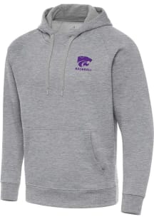 Antigua K-State Wildcats Mens Grey Heather Victory Baseball Long Sleeve Hoodie