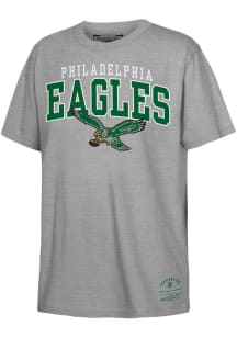 Mitchell and Ness Philadelphia Eagles Youth Grey Retro Arched Logo Short Sleeve T-Shirt