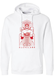 Summit Sportswear Cleveland Mens White Guardian Statue Long Sleeve Hoodie