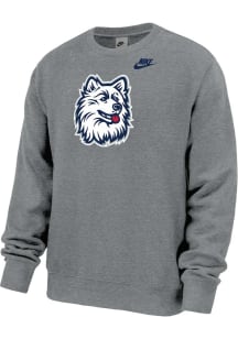 Nike UConn Huskies Mens Grey Heather VAULT HUSKEY Long Sleeve Crew Sweatshirt