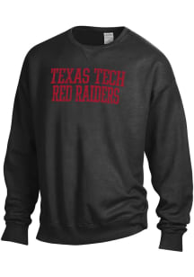 ComfortWash Texas Tech Red Raiders Mens Black Stacked Garment Dyed Long Sleeve Crew Sweatshirt