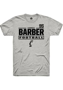 Lendric Barber Cincinnati Bearcats Ash Football NIL Stacked Box Short Sleeve Player T Shirt