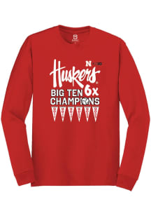 Summit Sportswear Nebraska Cornhuskers Red Big Ten 6x Volleyball Champions Long Sleeve T Shirt