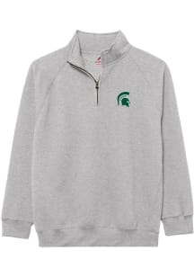 Michigan State Spartans Mens Grey Essentials Embroidery Long Sleeve Qtr Zip Pullover