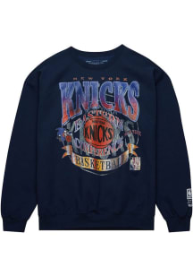 Mitchell and Ness New York Knicks Mens Blue Easy Cool Long Sleeve Crew Sweatshirt