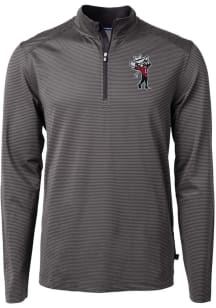 Cutter and Buck Texas Tech Red Raiders Mens Black Virtue Micro Stripe Long Sleeve Qtr Zip Pullover