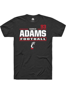 Harris Adams Cincinnati Bearcats Black Football NIL Stacked Box Short Sleeve Player T Shirt