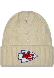 New Era Kansas City Chiefs White DL Rhinestone Cable Cuff Womens Knit Hat