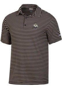 Champion Purdue Boilermakers Mens Black Tailgate Yarn Dyed Stripe Short Sleeve Polo