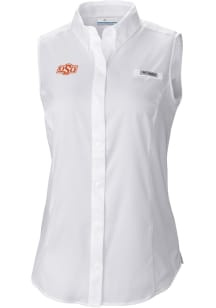 Columbia Oklahoma State Cowboys Womens White Heat Seal Omni Wick Tamiami Polo Shirt
