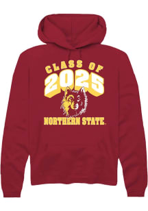 Rally Northern State Wolves Mens Maroon Class of 2025 Long Sleeve Hoodie