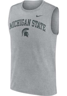 Nike Michigan State Spartans Mens Grey Legend Arch Primetime Short Sleeve Tank Top
